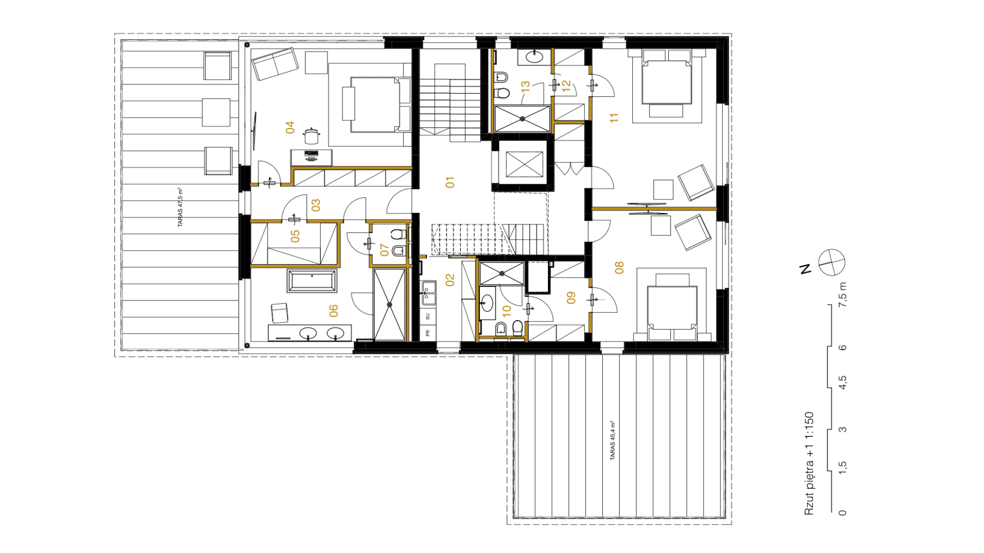 Strefy funkcjonalne - projekt piętra